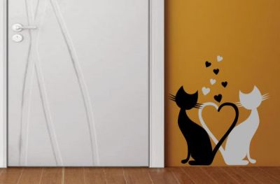 Aşık Kediler Duvar Stickeri