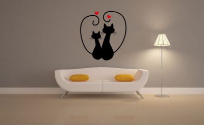 Aşık Kedileri Duvar Stickeri