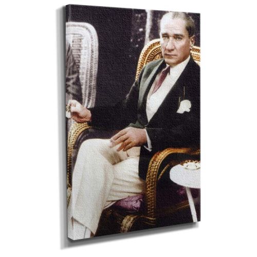 Atatürk Kahve İçen Canvas tablo