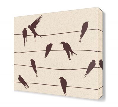 Kahverengi Kuş Desenleri Canvas Tablo