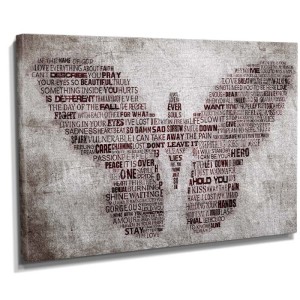 Kelebek Şekilli Yazılar Canvas Tablo - 1