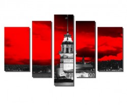 Kırmızı Gökyüzü ve Kız Kulesi Tablosu - Thumbnail