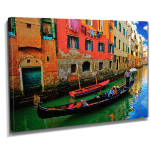 Manzaralı kayık canvas tablo