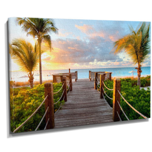 Palmiye ve deniz manzaralı tablo