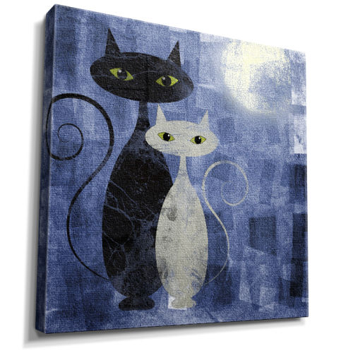 Siyah ve beyaz kedi canvas tablo