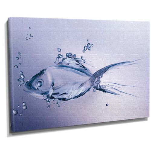 Su motifli canvas balık tablosu