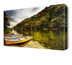 Göl ve Kayık Manzarası Canvas Tablo (1)