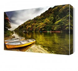 Göl ve Kayık Manzarası Canvas Tablo