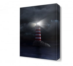Gece Deniz Feneri Manzarası Canvas Tablo (1)