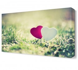 Pembe ve Beyaz Kalp Canvas Tablo (1)