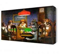 Kumar Oynayan Köpekler Canvas Tablo