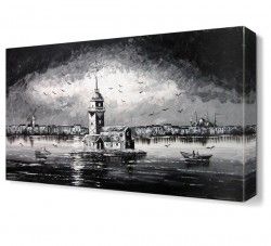 Kız Kulesi Siyah Beyaz Canvas Tablo