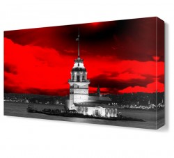 Kırmızı Kız Kulesi Canvas Tablo - Thumbnail