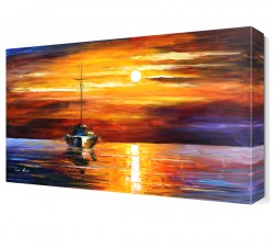 Kayık Günbatımı Canvas Tablo