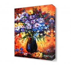 Vazodaki Mor Çiçekler Canvas Tablo (1)