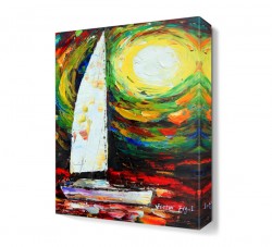 Yelkenli Güneş Batışı Canvas Tablo