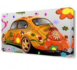 Çiçekli Araba Canvas Tablo (1)