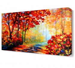 Turuncu Yapraklı Sonbahar Ağaçları Tablosu