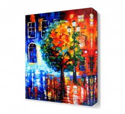 Renkli Ağaç ve Sokak Lambası Tablosu