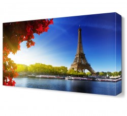 Kırmızı Çiçekler ve Eyfel Kulesi Tablosu