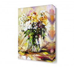 Sarılı Beyazlı Saksıda Çiçek Tablosu