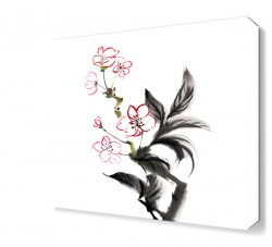 Siyah Yapraklı Çiçek Tablosu