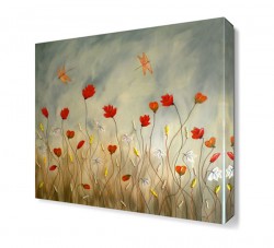Laleler Kelebekler Canvas Tablo