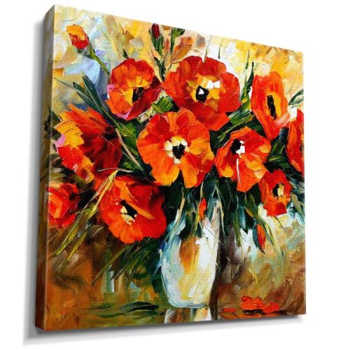 Vazoda turuncu natürmort çiçek tablosu