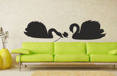 Yüzen Kuğular Duvar Stickeri